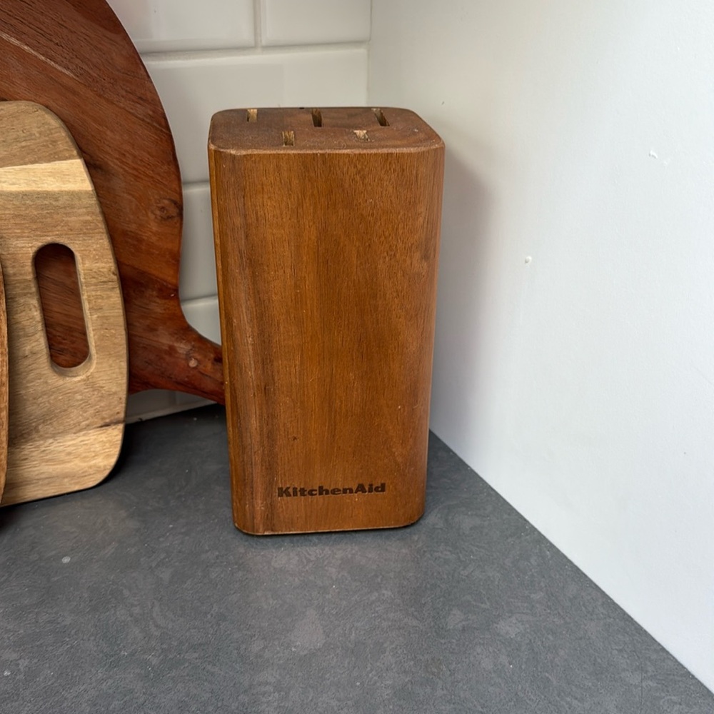 Kitchen Aid Butcher Block Wood Cutlery Knife Holder 5 slots
